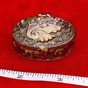 Vintage trinket box by Monet with extreme detail work and w/semi precious stones